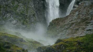 Large Waterfalls Near Kjenndal Glacier in Southwestern Norway video