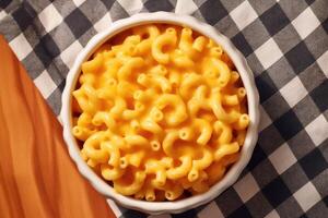 stock photo of macaroni and cheese flat lay photography