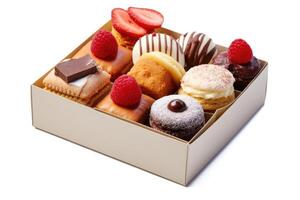 dessert box white isolated background Food Photography AI Generated photo