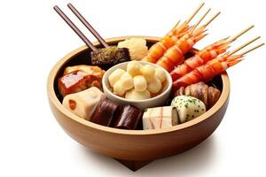 oden japanese white isolated background Food Photography AI Generated photo