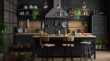 valores foto de Híper realista retrato industrial cocina fotografía generativo ai