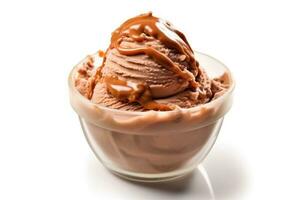 chocolate sundae white isolated background Food Photography AI Generated photo