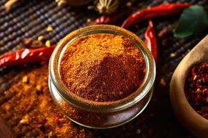 stock photo of chili powder on the kitchen flat lay photography