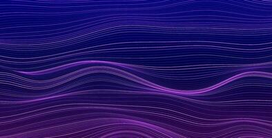 Abstract  elegant vector background with smooth thin neon colored  lines on dark  background. Relaxation style graphic flowing pattern.