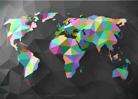 poligonal mundo mapa vector. mundo globo mapa hecho por vistoso bajo escuela politécnica triangulos. resumen geométrico vistoso tierra mapa concepto. vector