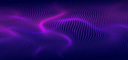 Abstract smooth thin lines on dark blue background. Futuristic technology design backdrop with purple and blue gradient transition. vector