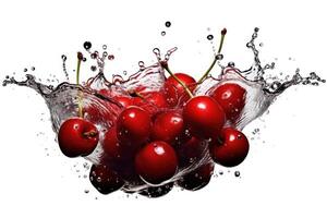 stock photo of water splash with cherrys isolated food photography