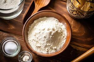 stock photo of tapioca flour on the kitchen flat lay photography