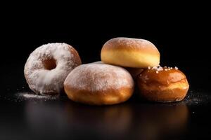 stock photo of Bombolone doughnuts with mix topping food photography