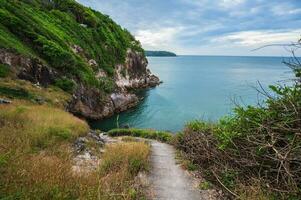 Beautiful landscape view with endless horizon on Pha Suk Nirun cliff at chathaburi city thailand.Pha Suk Nirun cliff A popular sunrise and sunset location in chathaburi city. photo