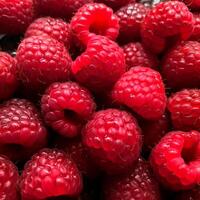 Fresh red raspberries with little waterdrops professional photography photo