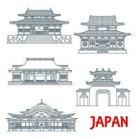 Japón, templos y santuarios, japonés arquitectura vector