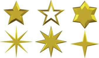 gold star 3d set,for win and award vector