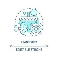 Transform turquoise concept icon. Converting internal activities to external abstract idea thin line illustration. Isolated outline drawing. Editable stroke vector