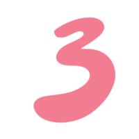 Number three with pink png