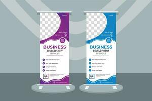 Business Roll Up Banner Desigd And Digital Marketing, Roll Up Banner Template. vector