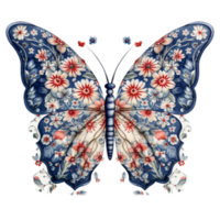 Butterfly in watercolor for 4th of July American independence day with AI genaerated png