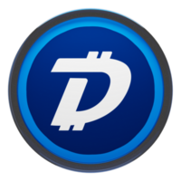 DigiByte ,DGB Glass Crypto Coin 3D Illustration png