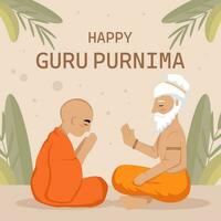 happy guru purnima illustration in flat design with monk vector