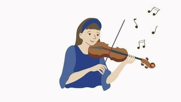 animation de une fille en jouant le violon. animation, dessin animé, vidéo ,images, mouvement video