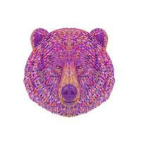 Grizzly Bear or North American Brown Bear Head Front View Pointillist Impressionist Pop Art Style vector