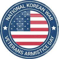 27th Of July National Korean War Veterans Armistice Day Badge, Emblem, Seal, Logo, Vintage Retro Logo, Stamp, Patch Design With USA National Flag Vector Illustration