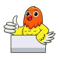 Cute lutino lovebird cartoon giving thumb up vector