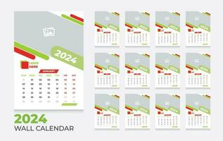 vector 2024 calendario diseño modelo