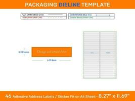 46 Adhesive Addres46 Adhesive Address Labels Dieline Template 99.8 x 12.56mms Labels Dieline Template 99.8 x 22.238mm vector