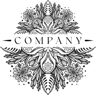 Elegant engravings symmetrical floral pattern outline vector illustrations for your work logo, merchandise t-shirt, stickers and label designs, poster, greeting cards advertising business company