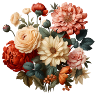 vintage decorative flowers cilpart,generated ai. png