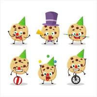 Cartoon character of chocolate chips with various circus shows vector