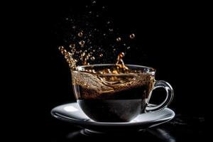 stock photo of a cup coffee flying through the air Editorial food photography