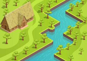 isometric park or forest vector