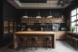 stock photo of a modern simplistic kitchen in coffee shop open space photography