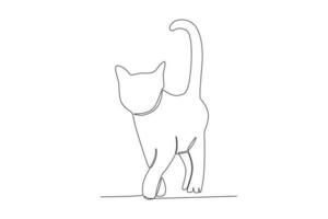 Front view of a standing cat with its tail raised vector