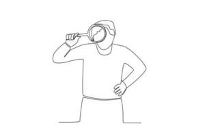 A researcher uses magnifying glasses vector