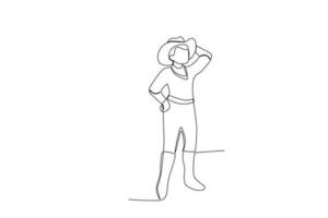 A cowboy standing while posing vector