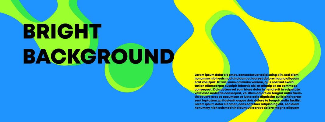 Creative concept of blue banner background with green and yellow abstract shapes. Template for celebration, ads, branding, cover, label, poster, sale