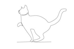 A standing cat raises one paw vector