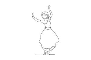 A girl dances beautifully at a Teej celebration vector