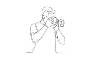 A man using a digital camera vector