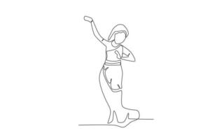 un niña bailes a celebrar el teej vector