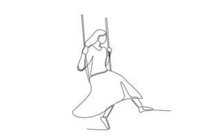 A woman swinging in the rain vector
