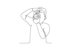 A child taking pictures vector