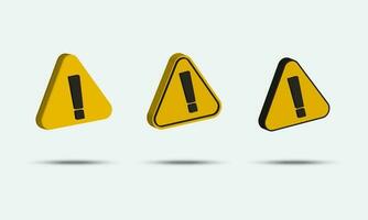 3d realistic Warning sign set. Cautioning signs of various shapes. vector