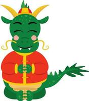 Cute chinese zodiac green dragon happy new year 2024 vector