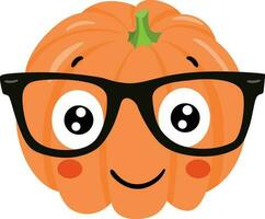 Funny orange pumpkin with glasses vector