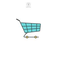 A vector illustration of a shopping cart icon, representing commerce, retail, or online shopping. Perfect for e-commerce platforms, purchase, or checkout symbols