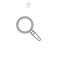 A vector illustration of a magnifying glass icon, symbolizing search, analysis, or focus. Perfect for interface elements implying scrutiny or discovery